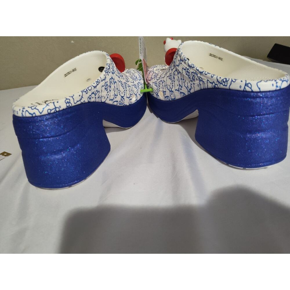 Hello Kitty x Crocs Siren Clog Platform Sandals Blue Glitter Women 11 New - Picture 12 of 16